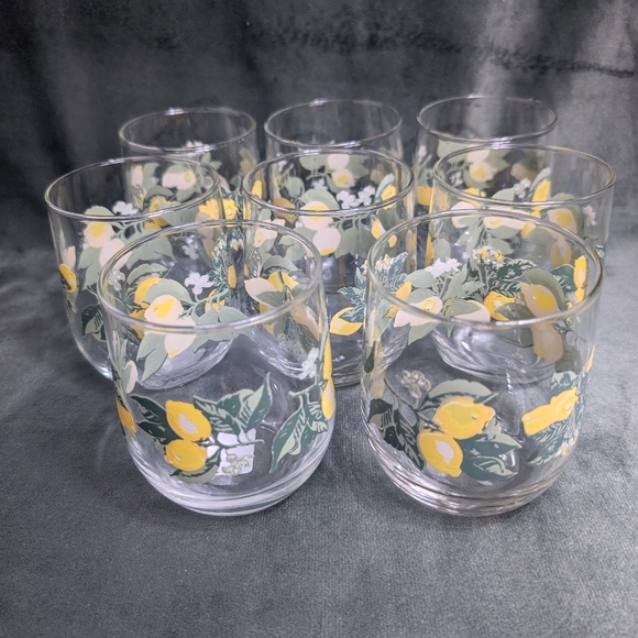 Steamless Glass Lemon Citrus Fruit Wine Juice Water Glasses. Garden Party - Picture 6 of 14